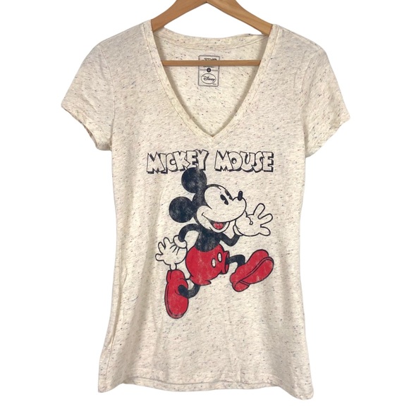Disney Mickey Mouse Short Sleeve V-Neck T-Shirt Old Navy Collectabilitees XS - Picture 1 of 6